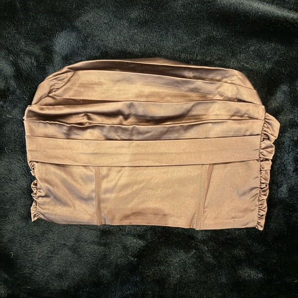 Brown satin sleeveless crop top - Picture 1 of 3